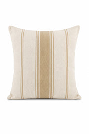 Cojín decorativo marfil con una franja vertical beige al centro